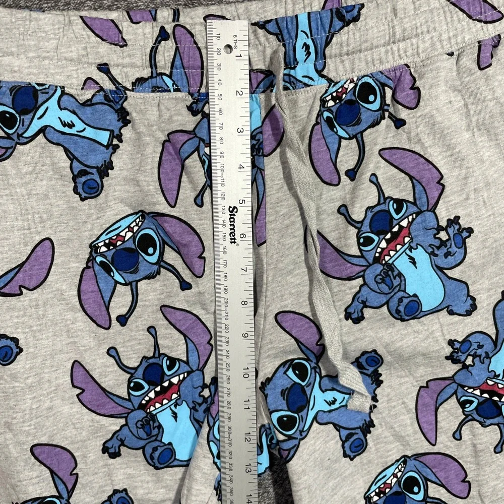 Disney Lilo & Stitch Pajama Pants Womens M Gray Character Print Lounge Pockets - Picture 8 of 9